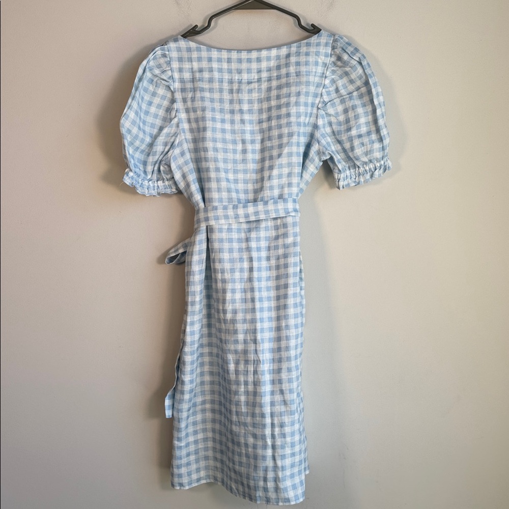Sleeper Brigette Linen Mini Dress in Blue Vichy - M - Picture 4 of 6